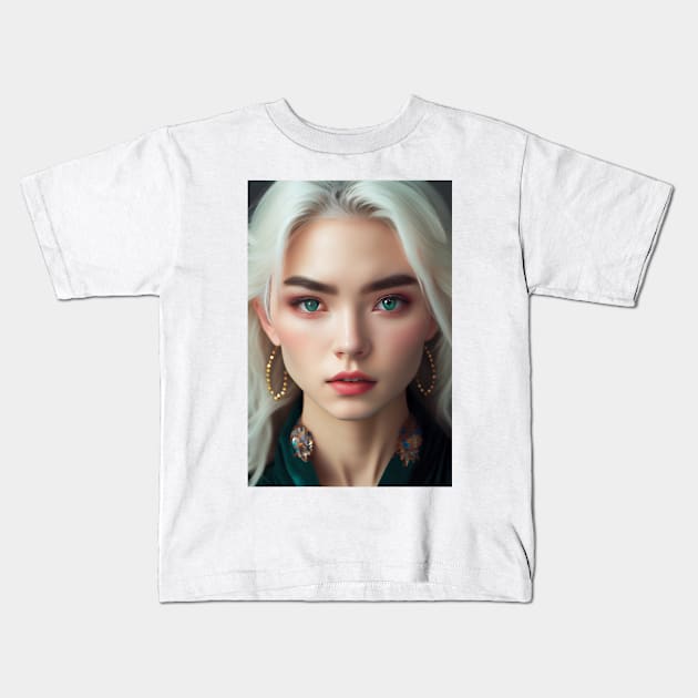 Japanese Beauty Girl in Her Prime Youthful Charm Kids T-Shirt by styleandlife